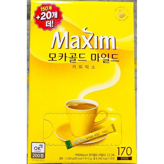 맥심 커피믹스 모카 골드 12gb x150t 2k업소용 식자재 식당용 단체 급식용 식재료 대용량, 1개