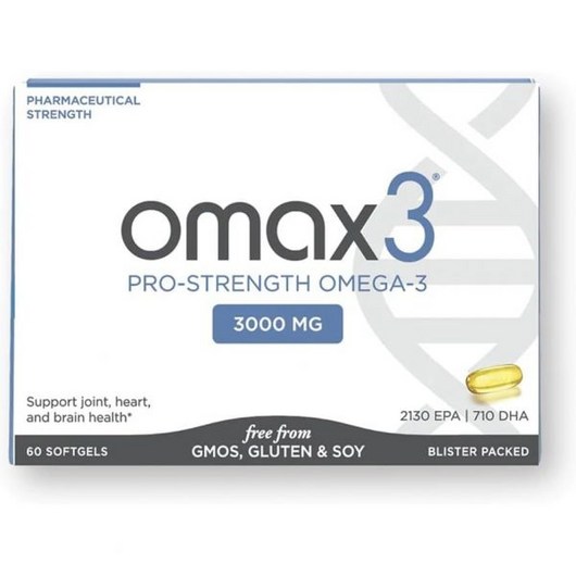 Omax3 오맥스3 프로페셔널 스트렝스 초순수 오메가-3 피쉬 오일 - 1000mg 최대 비타민 및 근육 지지 EPA DHA NSF 인증 60 소프트젤 블리스터 팩, 1 Count (Pack of 60)