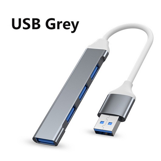 4 포트 USB 3.0 허브 고속 c형 분배기 5Gbps PC 컴퓨터 액세서리 멀티포트 2.0, 한개옵션1, 04 USB Grey