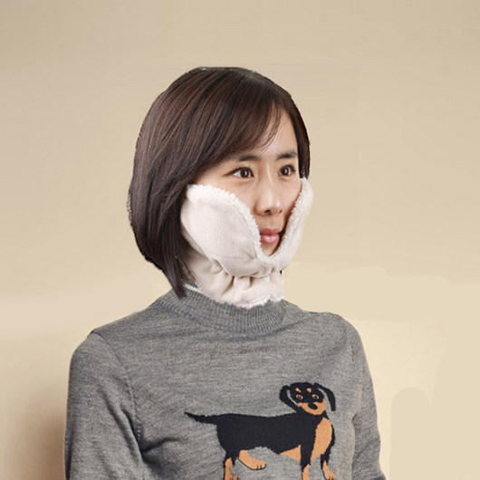 양털 골프마스크 겨울용 방한 자외선차단 목 볼커버, 베이지