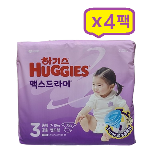 하기스 2024 맥스드라이 밴드형 기저귀 남여공용 중형 7~10kg, 288매, 3단계
