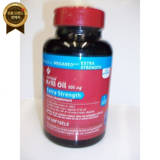 Member's Mark 메가레드와 비교한 엑스트라 스트렝스 오메가-3 100% 순수 500mg 크릴 오일 160 소프트젤, 1개, 160정