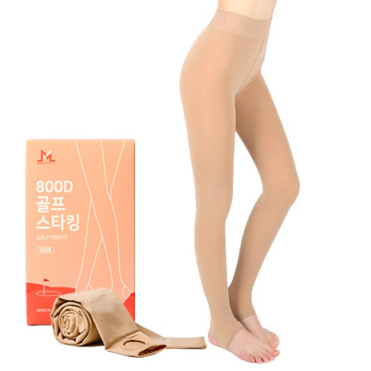 여성 따뜻한 기모 800D 골프 스타킹 압박 레깅스 (3가지 스킨 색상), 밀크티스킨
