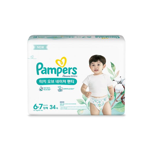 팸퍼스 아르모니 터치 오브 네이처 기저귀 4단계 아동용 팬티형 아동공용, 6단계, 34매
