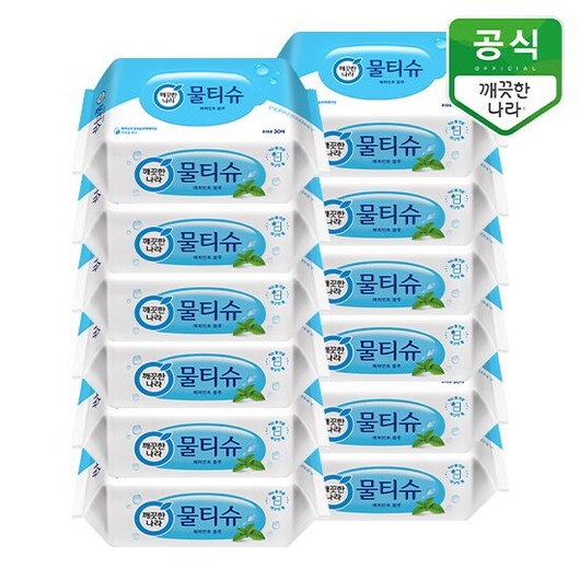 깨끗한나라 페퍼민트 물티슈, 단품, 12개