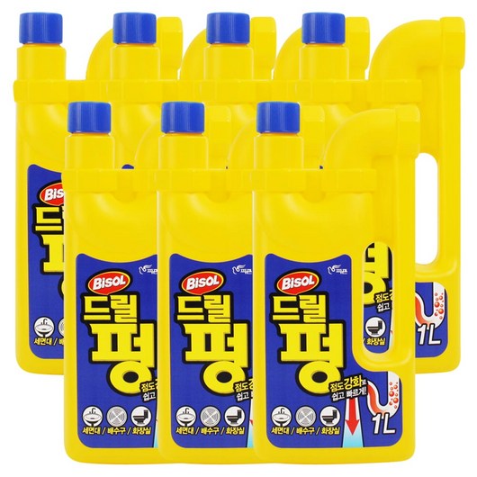 피죤 드릴펑 배수구 세정제, 1L, 7개