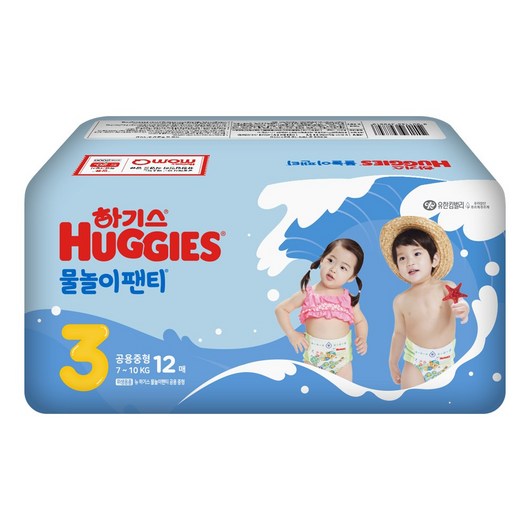 하기스 NEW 물놀이 팬티 기저귀 유아용, 12매, 3단계