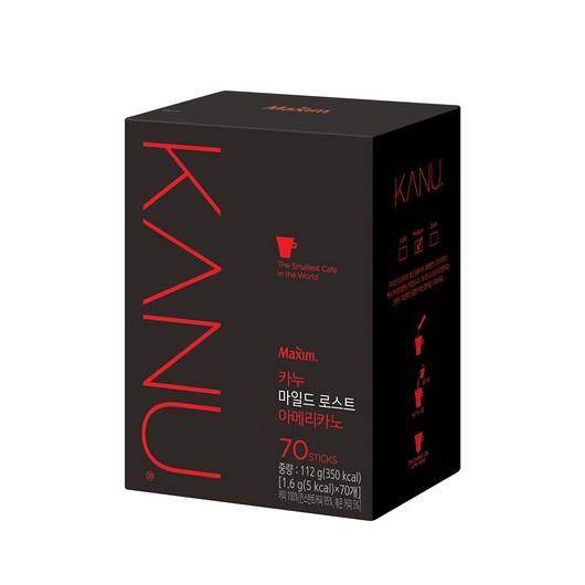 맥심 카누 마일드 로스트 아메리카노 70T, 1.6g, 70개입, 1개, 112g