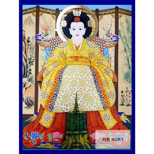 큐빅탱화 고화질 그림 diy키트 만들기 선물 궁대신 대형보석십자수 재료, 90x115cm 전체 원형 큐빅, 1개