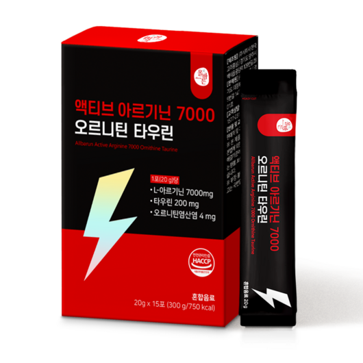 올바른 액티브 아르기닌 7000 오르니틴 타우린, 300g, 1개