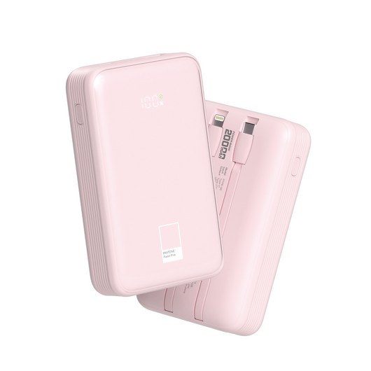 팬톤 23W PD 고속충전 빌트인 케이블 보조배터리 20000mAh, Pastel Pink
