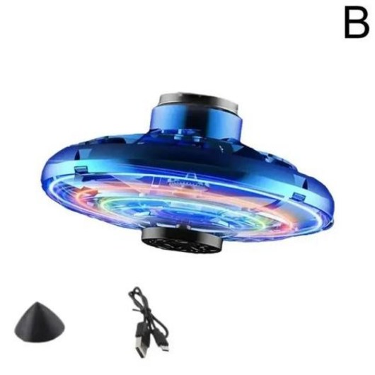 플라잉 스피너 UFO 부메랑 미니 드론 매직 LED 라이트 어린이 성인 피젯 장난감 크리스마스 생일 선물, 3) Blue, 1개