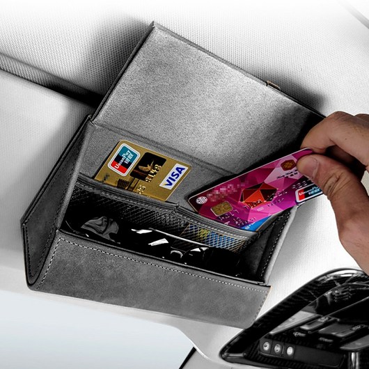 벤비아믹스 2세대 선글라스 케이스 – 차량용 선바이저 클립 및 수납 포켓 포함 (그레이, 1개) 썬글라스케이스