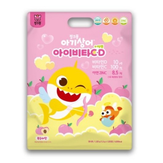 핑크퐁 키즈비타민 1000정 대용량 복숭아맛, 1개, 1g