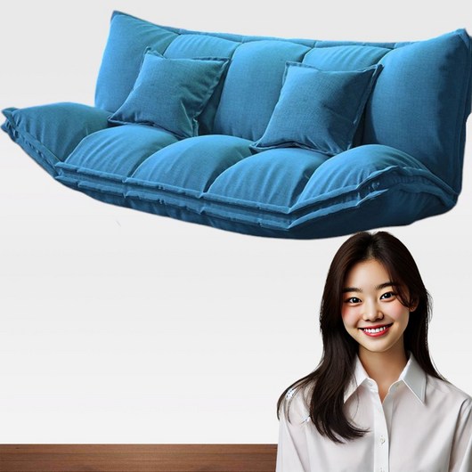 다린타 2인용 접이식 패브릭 간이 겸용 침대 소파베드, 블루