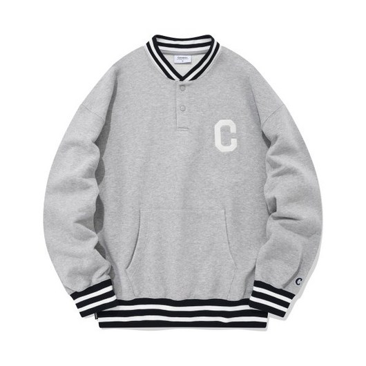 국내매장판 COVERNAT 커버낫 맨투맨 C 로고 오버핏 바시티 맨투맨 멜란지 그레이 317283