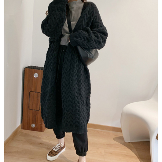 F/W 여성용 베이직 꽈배기 니트 가디건