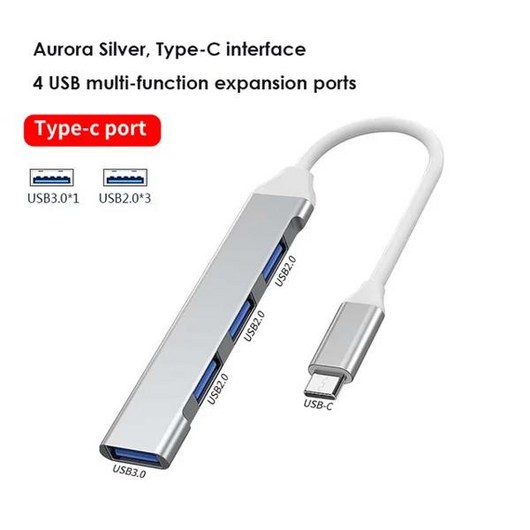 USB C 허브 3.0 C 타입 3.1 4 포트 USB 허브 멀티 스플리터 어댑터 OTG 허브 컴퓨터 노트북 액세서리 1 10 개, 없음, 17) Style C
