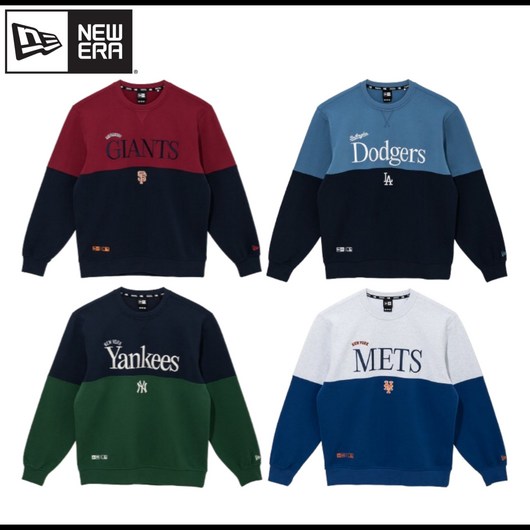 2024 F/W 뉴에라 맨투맨 MLB 컬러 투 톤 TT-CN 남녀공용 긴팔 티셔츠