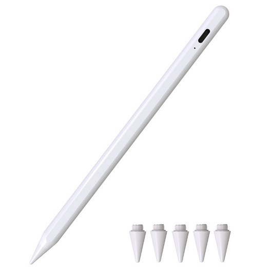 wowway 아이패드 펜슬 터치펜 애플 iPad 호환용 블루투스형 초미세 터치플렉스펜 스마트펜, 1개, 화이트