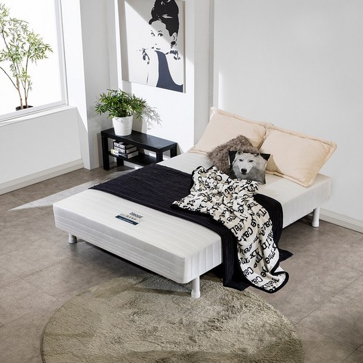 탄탄한 프레임리스 올인원 단면 매트리스 침대 발통 19.5cm 10cm 싱글 슈퍼싱글 더블 퀸, 21cm, 베이직, 19.5 Cm