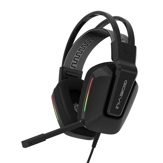 GDEVIL G737 TUNE71 가상 7.1 채널 게이밍 헤드셋 서라운드 노이즈 캔슬링 마이크, 블랙