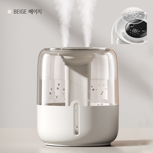 AOSS USB 연결 듀얼 대용량 4L 통세척 초음파 가습기, 베이지