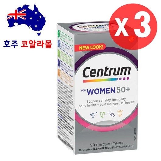 호주코알라몰 센트룸 실버 50세이상 여성 포우먼 Centrum Silver 비타민, 총3개, 1개, 90정
