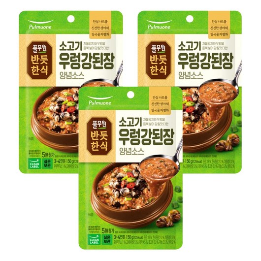 풀무원 [반듯한식] 소고기 우렁강된장 양념소스 (실온), 150g, 3개