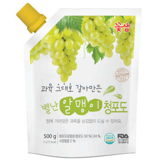 꽃샘 별난알맹이 청포도 파우치 500g, 13개 웰그린애플망고파우치