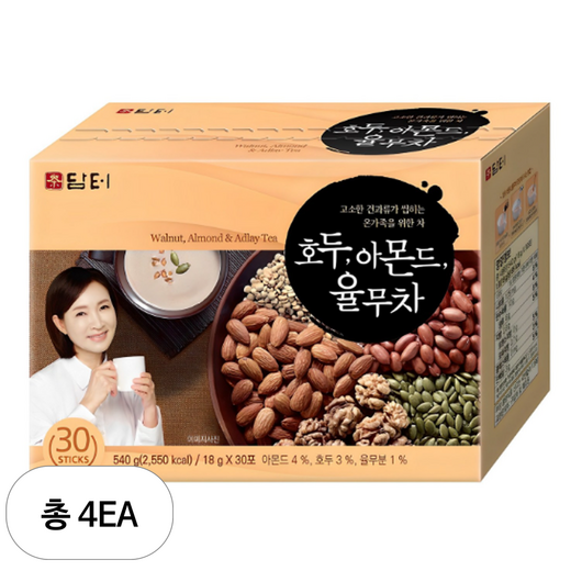 담터 호두 아몬드 율무차, 4개, 18g, 30개입