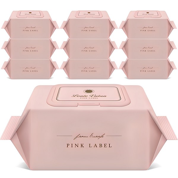 루이비앙 핑크 저자극 엠보싱 아기물티슈 캡형, 50g, 100개입, 10개