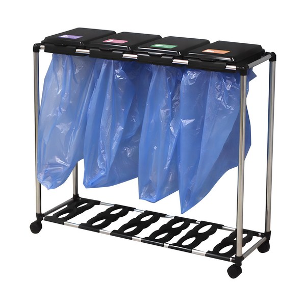 컴엔텔상사 분리수거함 4p 1단, 블랙