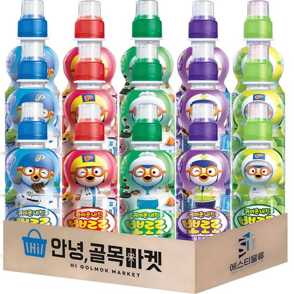 [안녕골목마켓] 팔도 뽀로로5종세트_밀크3개+딸기3개+사과3개+블루베리3개+샤인머스캣3개, 밀크3+딸기3+사과3+블루베리3+샤인3, 1세트