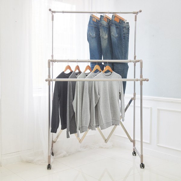 까사마루 3단 접이식 행거, 실버