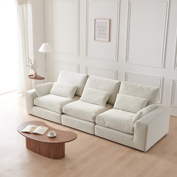 동서가구 로어드 아쿠아 패브릭 4인용 소파 방문설치, 크림그레이