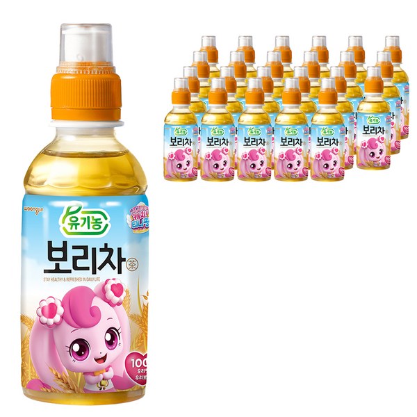 웅진 아동용 캐치 티니핑 유기농 보리차, 200ml, 24개