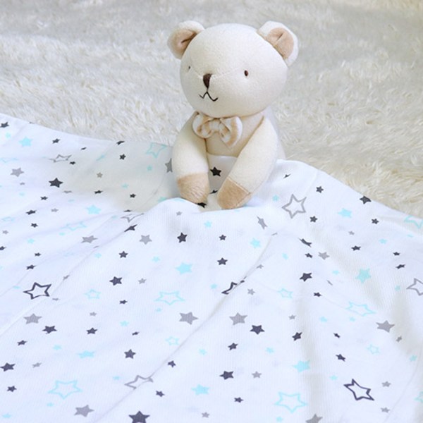 오즈맘 핸드메이드 순면 유아 여름 블랭킷 110 x 110 cm, 아이스란드별 블루