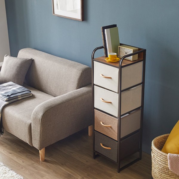  홈앤미 틈새 4단 서랍장, 혼합 색상 
