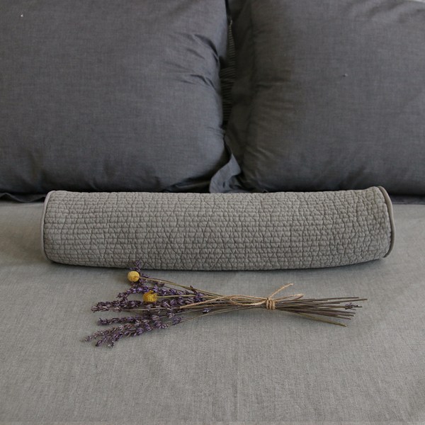 뽐에떼 줄누비 원통 베개, 그레이, 1개