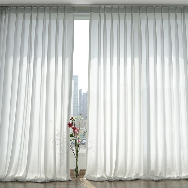  나비손길 복층커튼 두둠한 쉬폰 나비주름 롱커튼 2p 