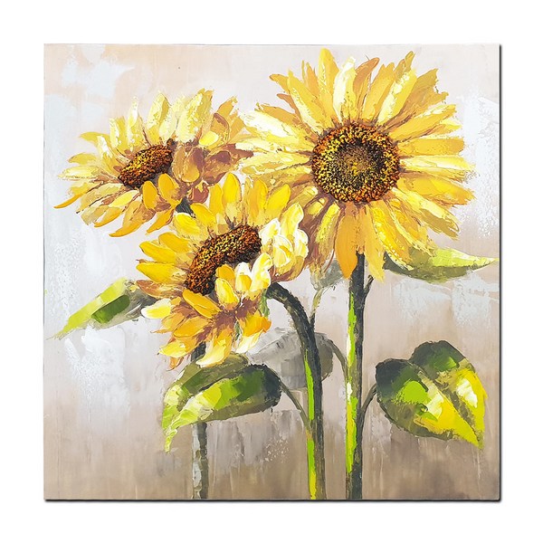  해바라기 세송이 유화 그림 액자, A형(33JC03) 