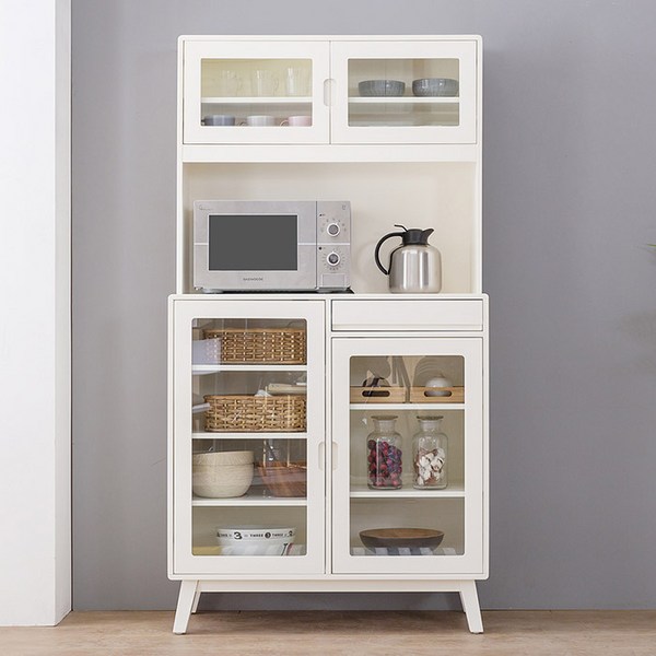 파로마 셀린 원목도장 900 수납장 ＋ 880 상부장 세트 방문설치, 크림화이트