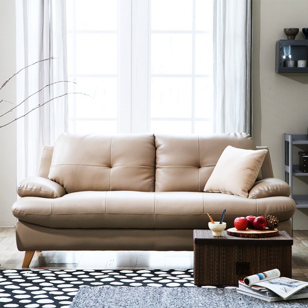 인터데코 가죽 3인용 소파 방문설치, 베이지