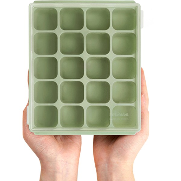 쁘띠누베 실리콘 이유식 멀티큐브 20구 500ml, 셀라돈 그린, 1개