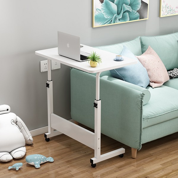  홈앤하트 이동식 높이 조절 스터디 베드 트레이 사이드 노트북 테이블, 화이트 