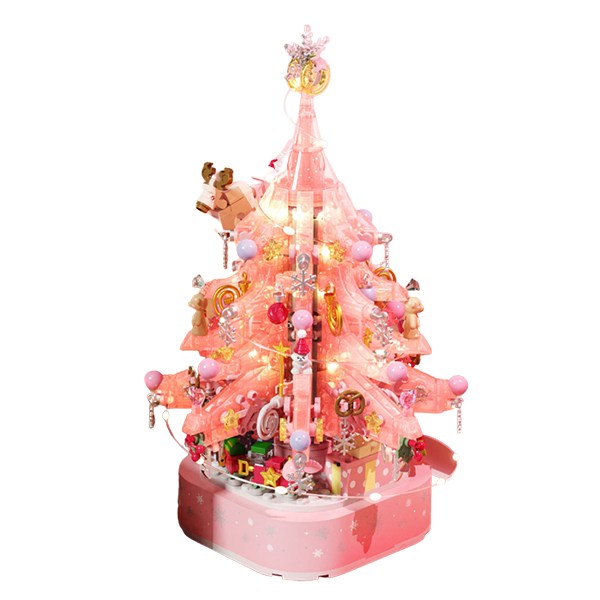파이 크리스마스 트리 뮤직박스 오르골 호환 블록, 핑크