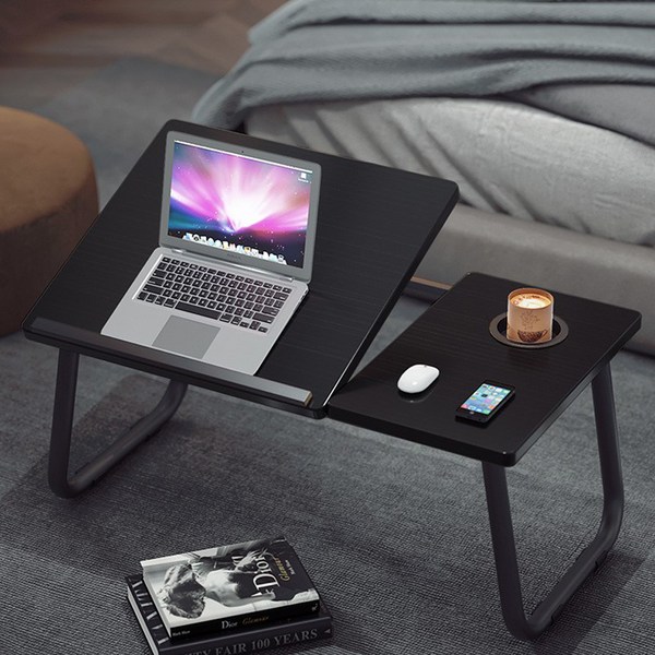  홈앤하트 AB 접이식 각도조절 노트북 베드트레이, 블랙 