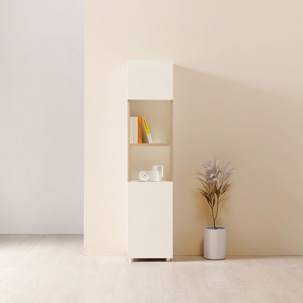  이지 학생 거실 서재 장식 책장 400 방문설치, 크림, 5단 