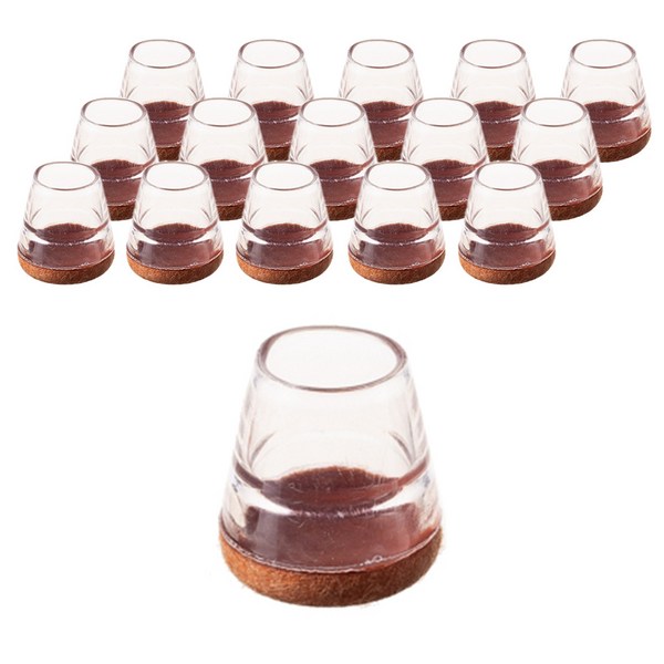  코멧 홈 미끄럼방지 투명 의자발 커버, 브라운, 16개 